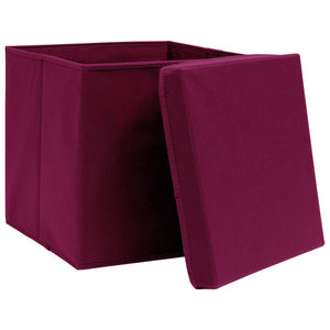 Scatole con Coperchi 4 pz Rosso Scuro 32x32x32 cm in Tessuto cod mxl 40869