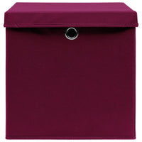 Scatole con Coperchi 4 pz Rosso Scuro 32x32x32 cm in Tessuto cod mxl 40869