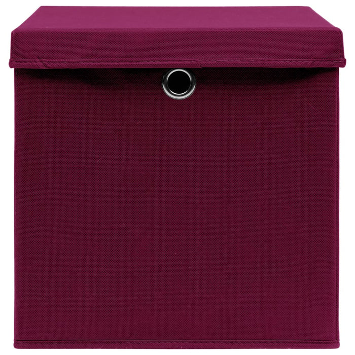 Scatole con Coperchi 4 pz Rosso Scuro 32x32x32 cm in Tessuto cod mxl 40869