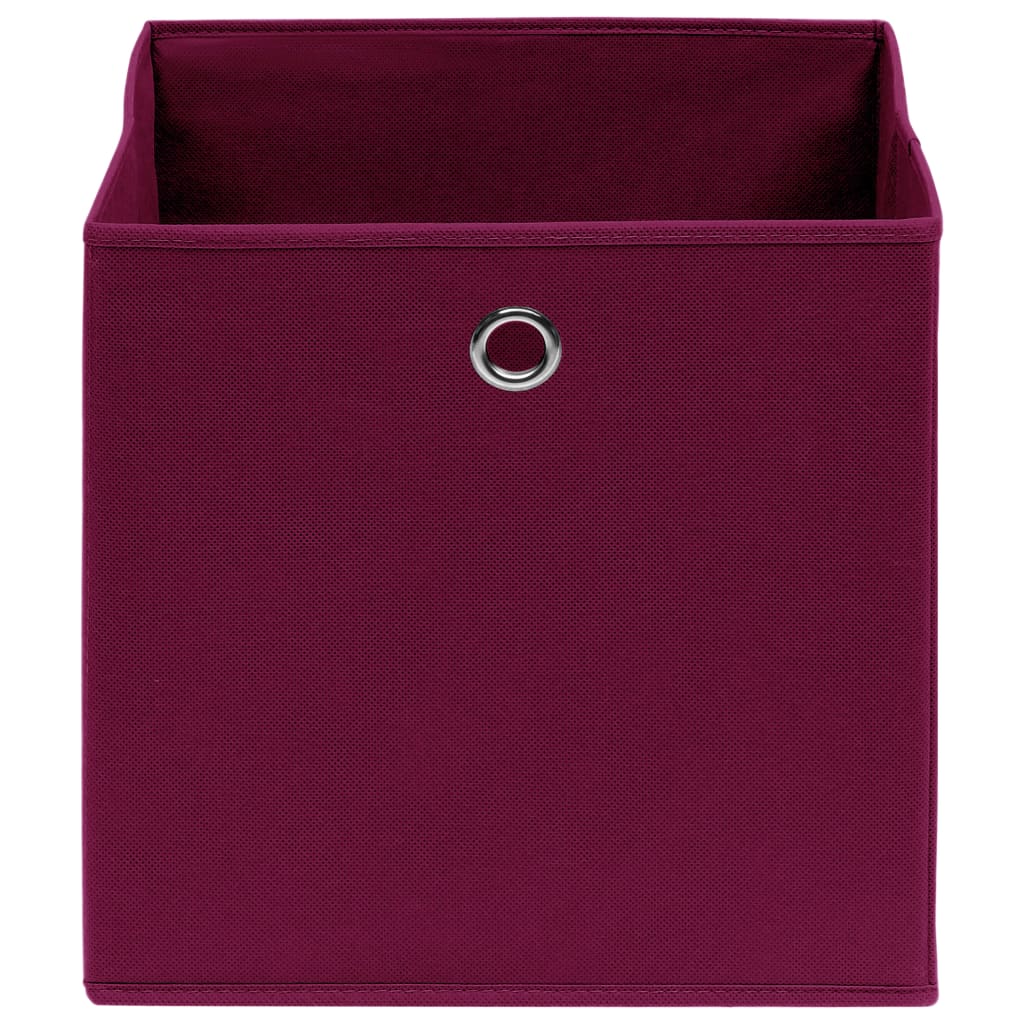 Scatole con Coperchi 10 pz Rosso Scuro 32x32x32 cm Tessuto 288343