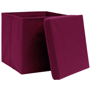 Scatole con Coperchi 10 pz Rosso Scuro 32x32x32 cm in Tessuto cod mxl 49772