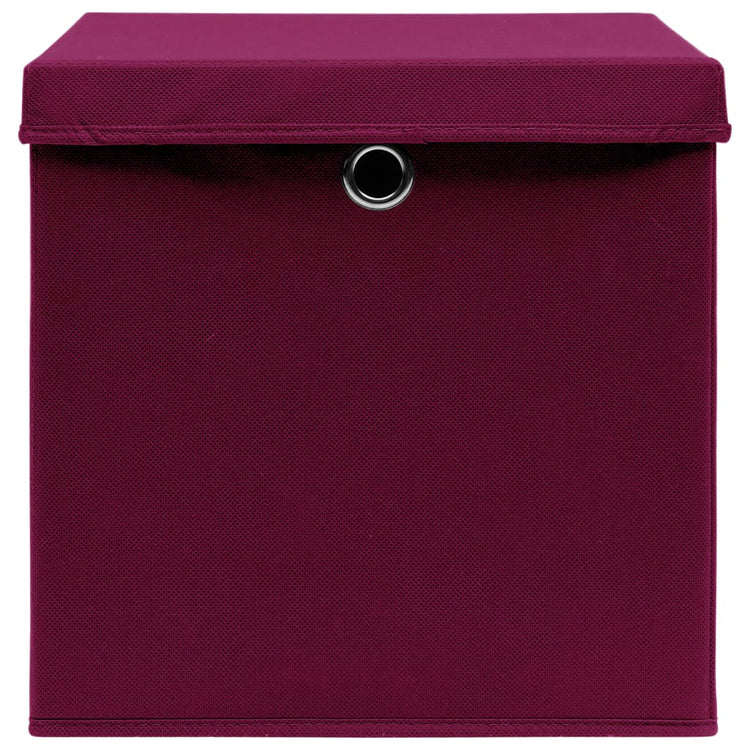 Scatole con Coperchi 10 pz Rosso Scuro 32x32x32 cm in Tessuto cod mxl 49772