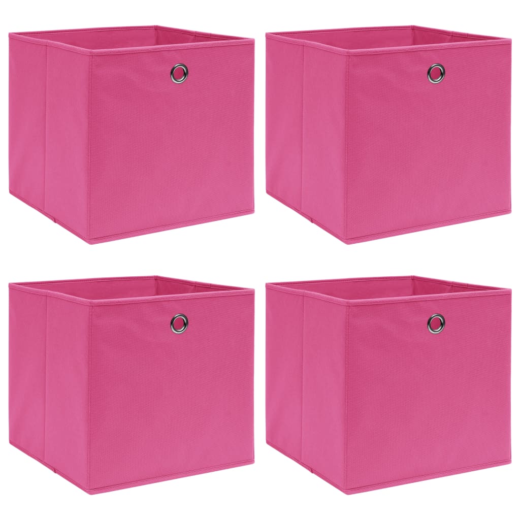 Scatole Portaoggetti con Coperchi 4pz Rosa 32x32x32 cm Tessuto 288345