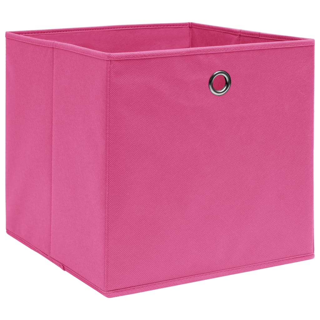 Scatole Portaoggetti con Coperchi 4pz Rosa 32x32x32 cm Tessuto 288345