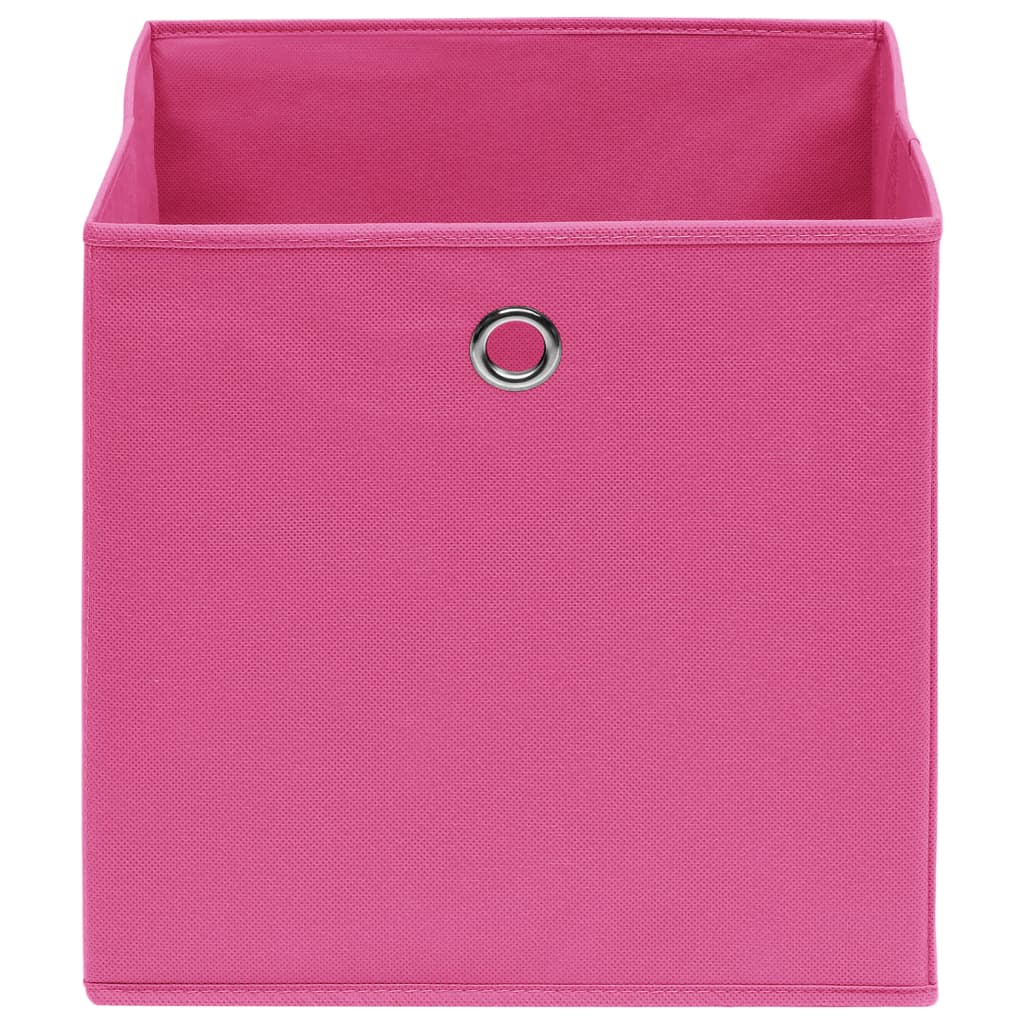 Scatole Portaoggetti con Coperchi 4pz Rosa 32x32x32 cm Tessuto 288345