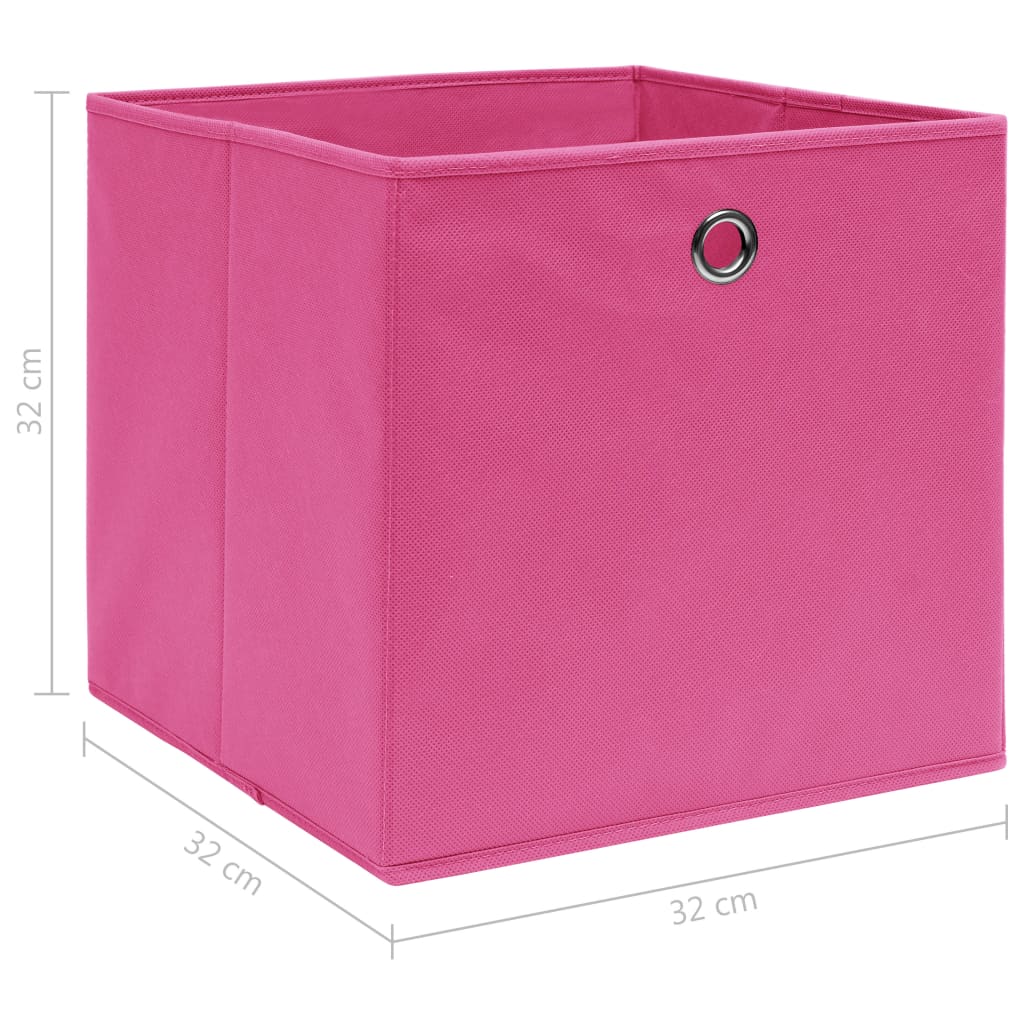 Scatole Portaoggetti con Coperchi 4pz Rosa 32x32x32 cm Tessuto 288345