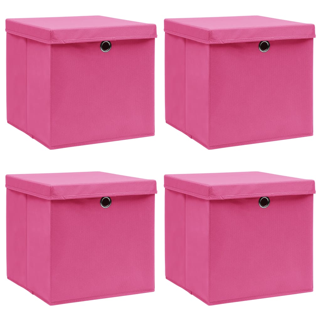 Scatole con Coperchi 4 pz Rosa 32x32x32 cm in Tessuto cod mxl 66889