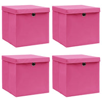 Scatole con Coperchi 4 pz Rosa 32x32x32 cm in Tessuto cod mxl 66889