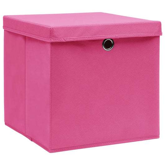 Scatole con Coperchi 4 pz Rosa 32x32x32 cm in Tessuto cod mxl 66889