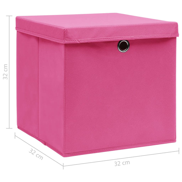 Scatole con Coperchi 4 pz Rosa 32x32x32 cm in Tessuto cod mxl 66889