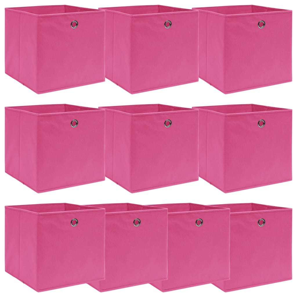 Scatole Portaoggetti 10 pz Rosa 32x32x32 cm Tessuto 288347