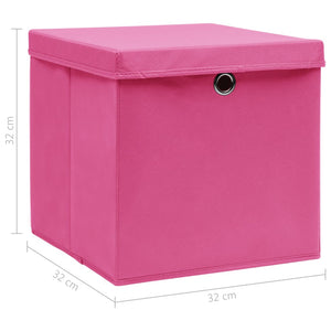 Scatole con Coperchi 10 pz Rosa 32x32x32 cm in Tessuto cod mxl 40568