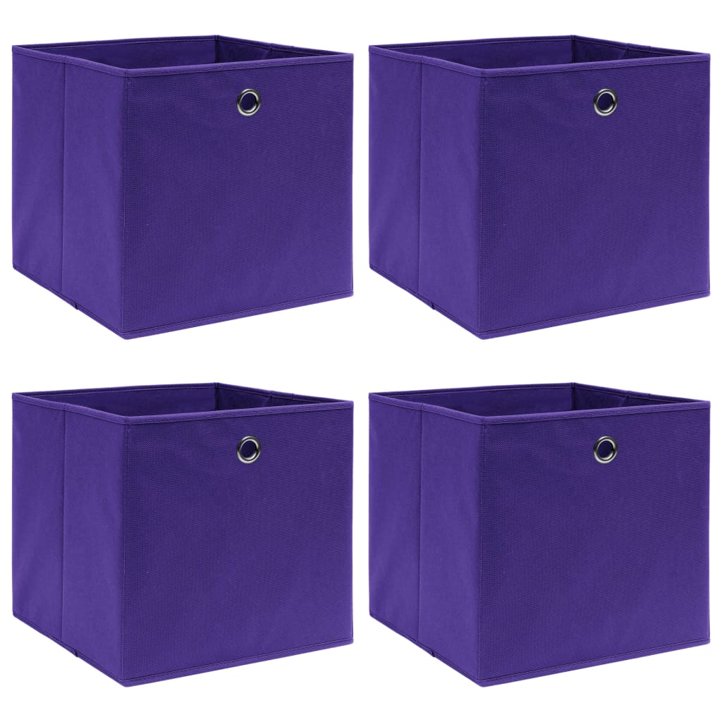 Scatole Portaoggetti 4pz Viola 32x32x32 cm Tessuto 288353