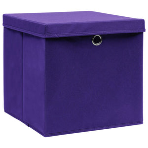  Scatole Portaoggetti con Coperchi 4pz Viola 32x32x32cm Tessutocod mxl 95398