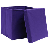 Scatole Portaoggetti con Coperchi 4pz Viola 32x32x32cm Tessuto 288354