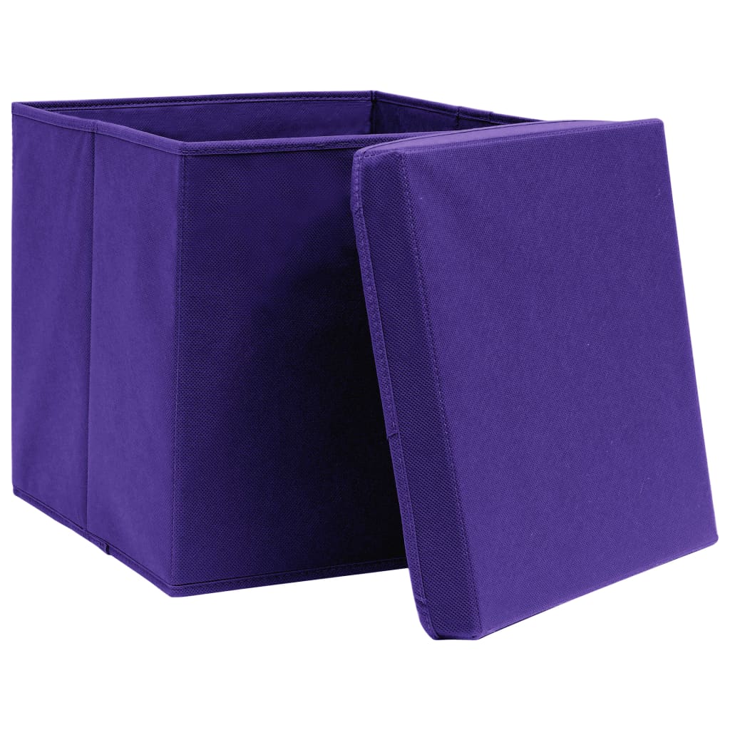  Scatole Portaoggetti con Coperchi 4pz Viola 32x32x32cm Tessutocod mxl 95398