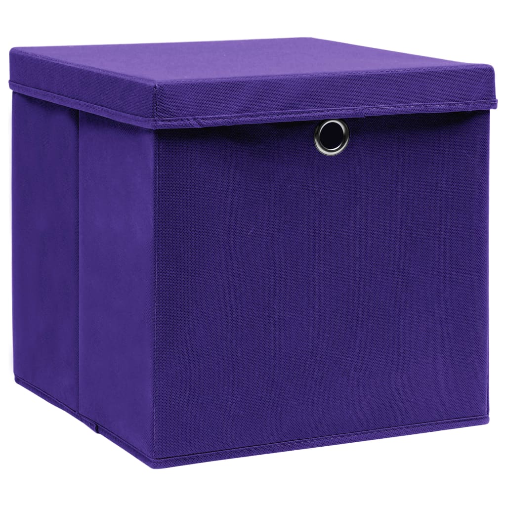 Scatole con Coperchi 10 pz Viola 32x32x32 cm in Tessuto cod mxl 40152