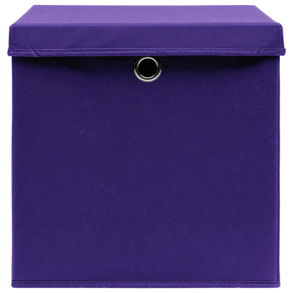 Scatole con Coperchi 10 pz Viola 32x32x32 cm in Tessuto cod mxl 40152