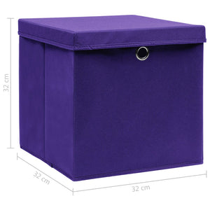 Scatole con Coperchi 10 pz Viola 32x32x32 cm in Tessuto cod mxl 40152