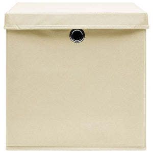 Scatole con Coperchi 10 pz Crema 32x32x32 cm in Tessuto cod mxl 47626