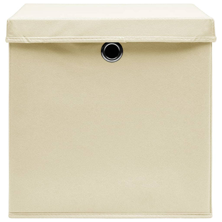 Scatole con Coperchi 10 pz Crema 32x32x32 cm in Tessuto cod mxl 47626