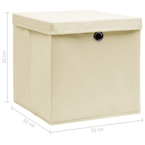 Scatole con Coperchi 10 pz Crema 32x32x32 cm in Tessuto cod mxl 47626