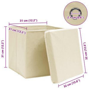 Scatole Portaoggetti con Coperchi 10pz Crema 32x32x32cm Tessuto 288360