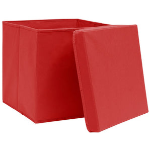 Scatole con Coperchi 4 pz Rosse 32x32x32 cm in Tessuto cod mxl 41981