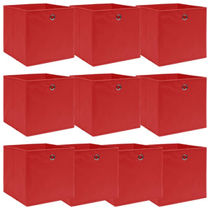 Scatole Portaoggetti 10pz Rosse 32x32x32 cm Tessuto 288363