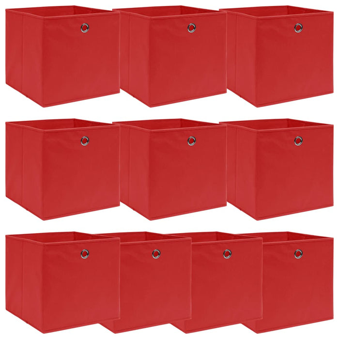 Scatole Portaoggetti 10pz Rosse 32x32x32 cm Tessuto 288363