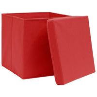 Scatole con Coperchi 10 pz Rosse 32x32x32 cm in Tessuto