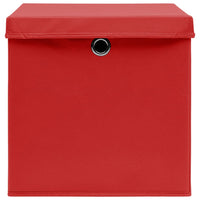 Scatole con Coperchi 10 pz Rosse 32x32x32 cm in Tessuto