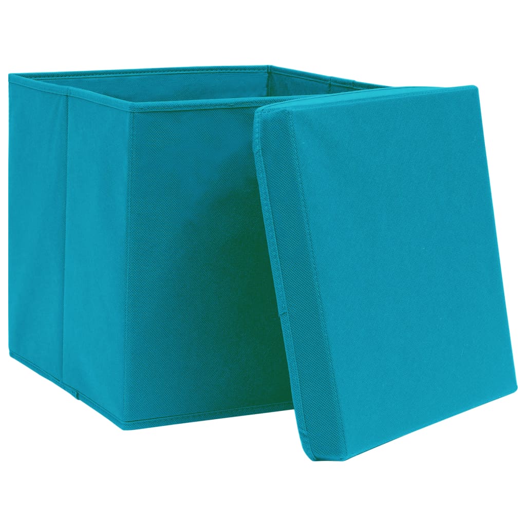  Scatole con Coperchi 4pz Azzurre 32x32x32 cm Tessutocod mxl 81675