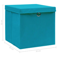 Scatole con Coperchi 10 pz Blu Baby 32x32x32 cm in Tessuto cod mxl 70060