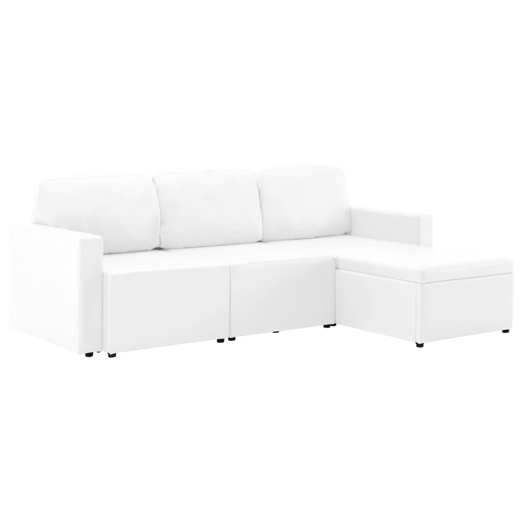 Divano Letto Modulare a 3 Posti Bianco in Similpelle 288794