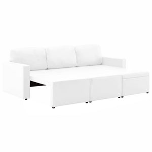 Divano Letto Modulare a 3 Posti Bianco in Similpelle 288794