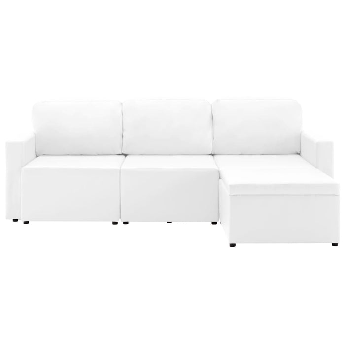 Divano Letto Modulare a 3 Posti Bianco in Similpelle 288794