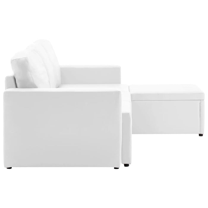 Divano Letto Modulare a 3 Posti Bianco in Similpelle 288794