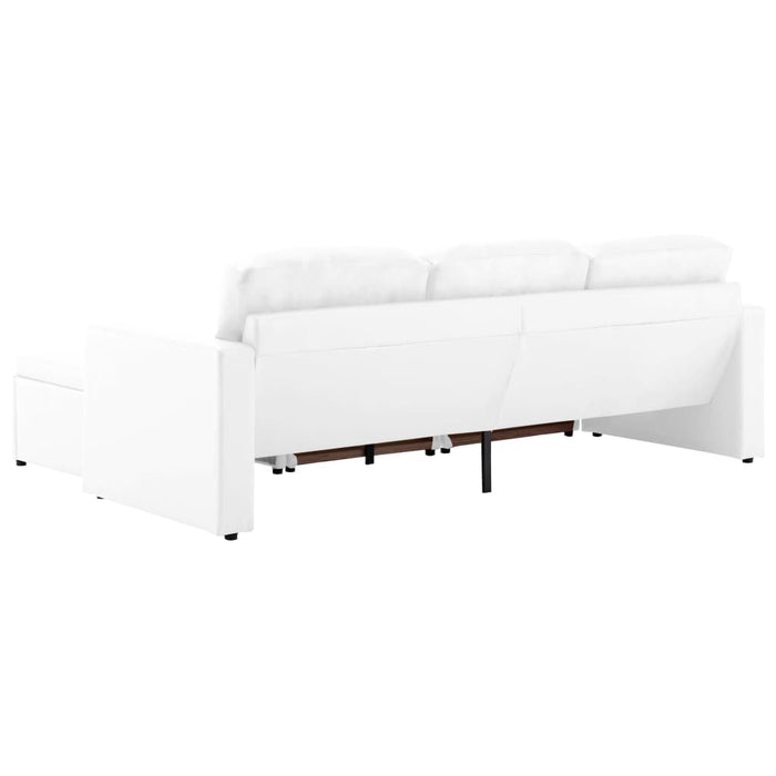 Divano Letto Modulare a 3 Posti Bianco in Similpelle 288794