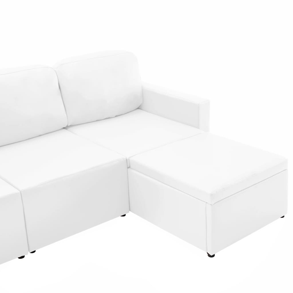 Divano Letto Modulare a 3 Posti Bianco in Similpelle 288794