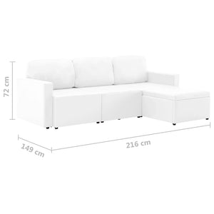 Divano Letto Modulare a 3 Posti Bianco in Similpelle 288794