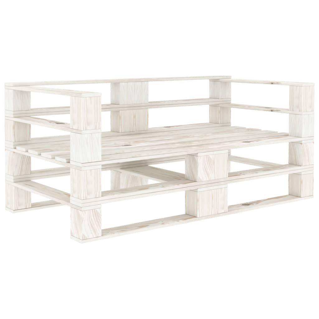 Divano da Giardino su Pallet Bianco a 2 Posti in Legno  cod mxl 68124