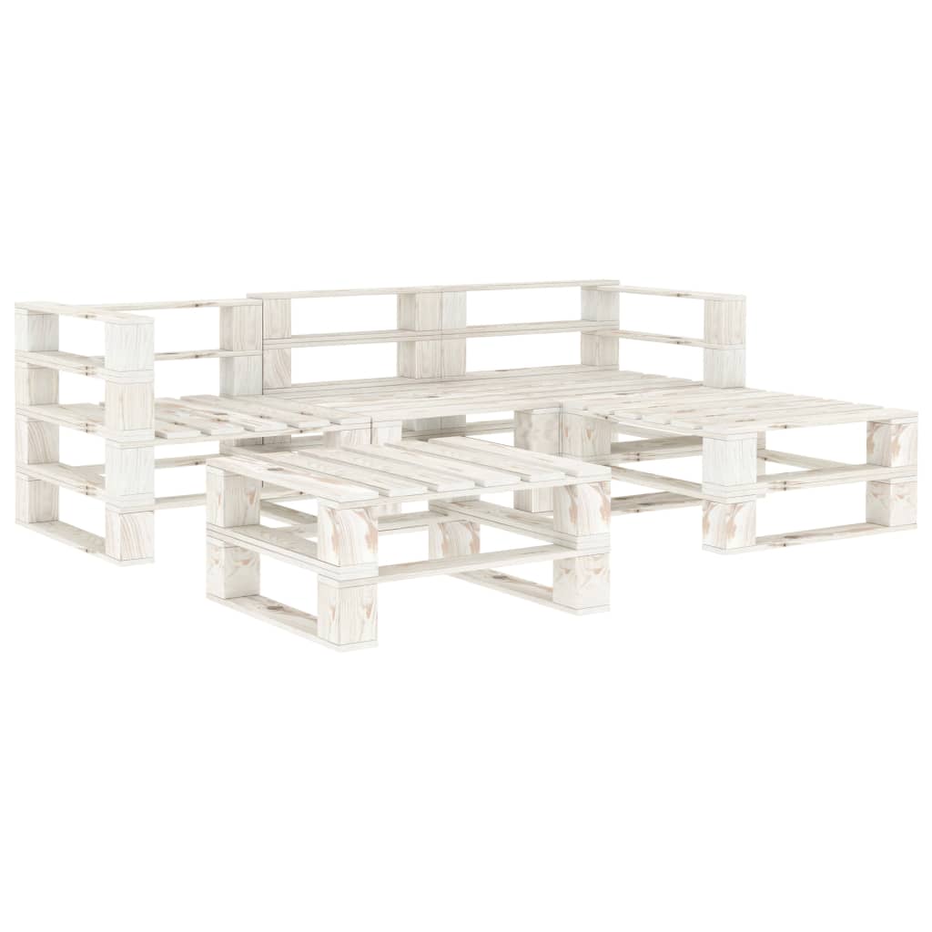 Set Divani da Giardino 5 pz su Pallet in Legno Bianco cod mxl 38137