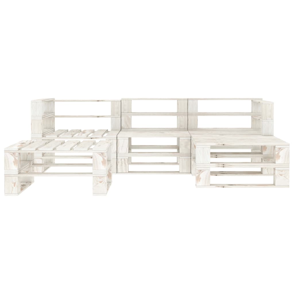 Set Divani da Giardino 5 pz su Pallet in Legno Bianco cod mxl 38137