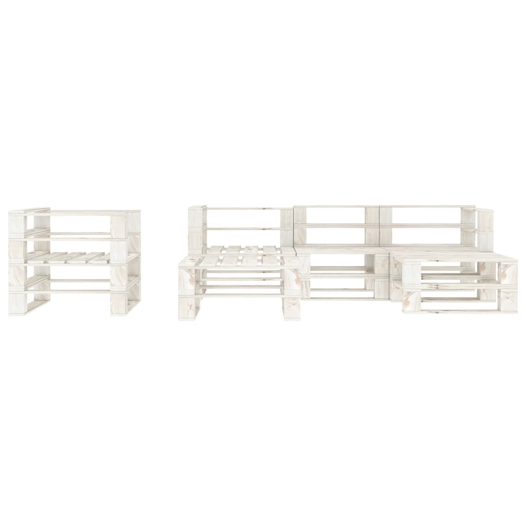 Set Salotto da Giardino 6 pz Pallet in Legno Bianco 3052170