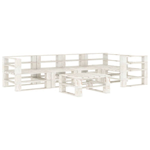 Set Divani da Giardino 6 pz su Pallet in Legno Bianco cod mxl 37097