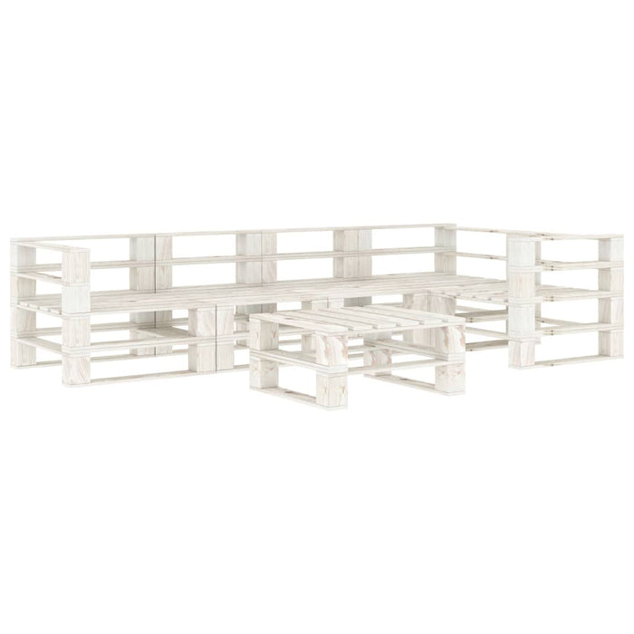 Set Salotto da Giardino 6 pz su Pallet in Legno Bianco