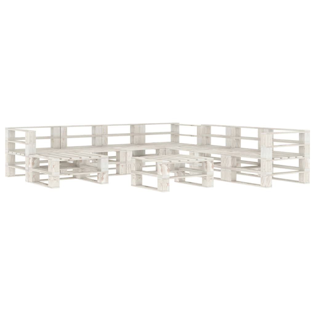 Set Divani da Giardino 9 pz su Pallet in Legno Bianco cod mxl 38140