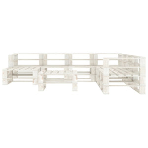 Set Divani da Giardino 9 pz su Pallet in Legno Bianco cod mxl 38140