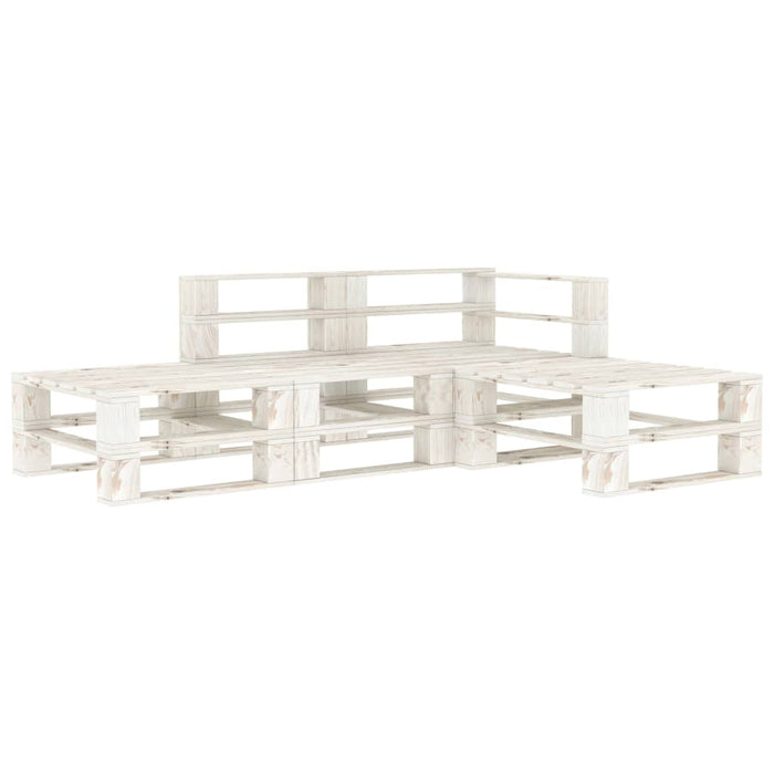 Set Divani da Giardino 4 pz su Pallet in Legno Bianco cod mxl 40539